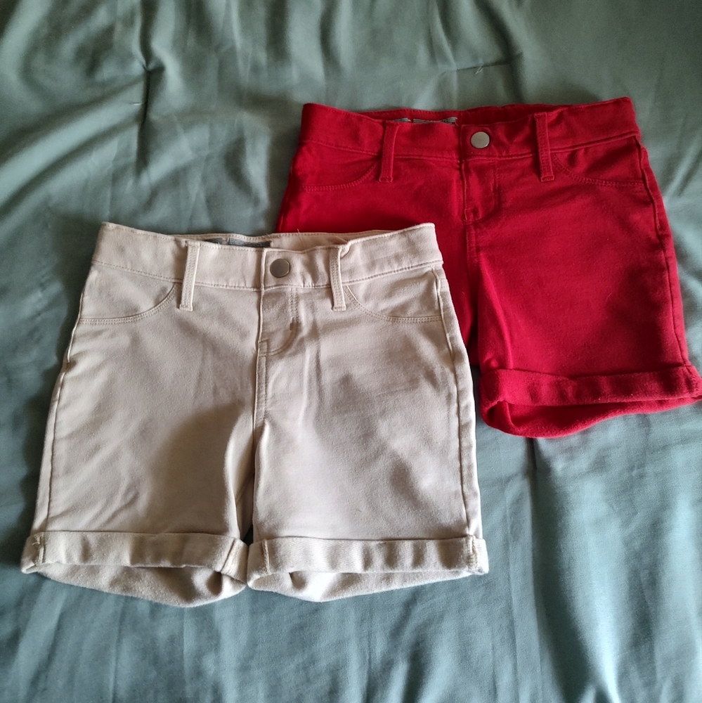 Girls stretch summer shorts, pair, size 7/8 medium